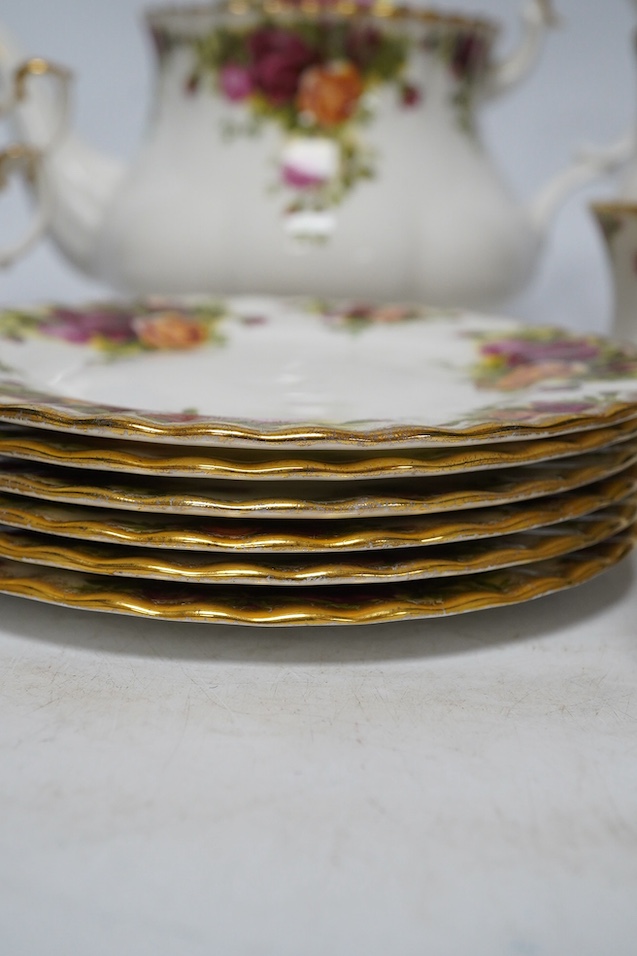 A Royal Albert 'Old Country Roses' tea service. Condition - good, some wear to gilding